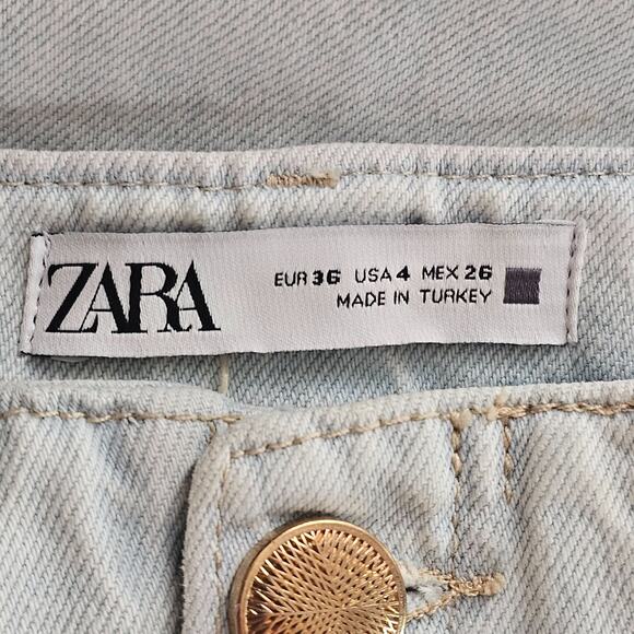 Zara Jeans Womens Size 4 Light Wash Blue High Rise Wide Leg Denim Button Fly - Picture 10 of 11